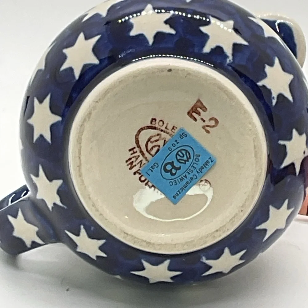 Boleslawiec Blue and White Star Pattern Ceramic Small Pitcher - Picture 7 of 7
